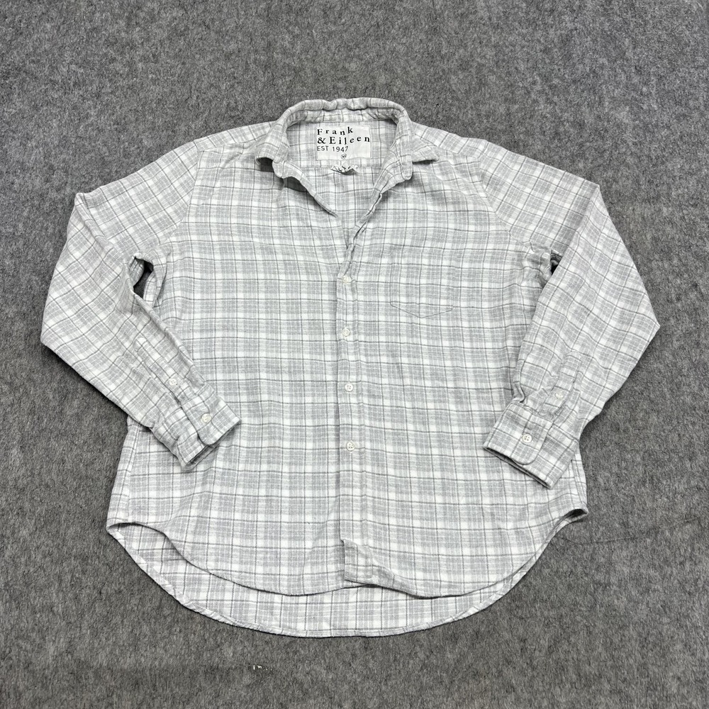 Frank & Eileen Shirt Womens XS Gray Plaid Italian Flannel Button Relaxed Eileen